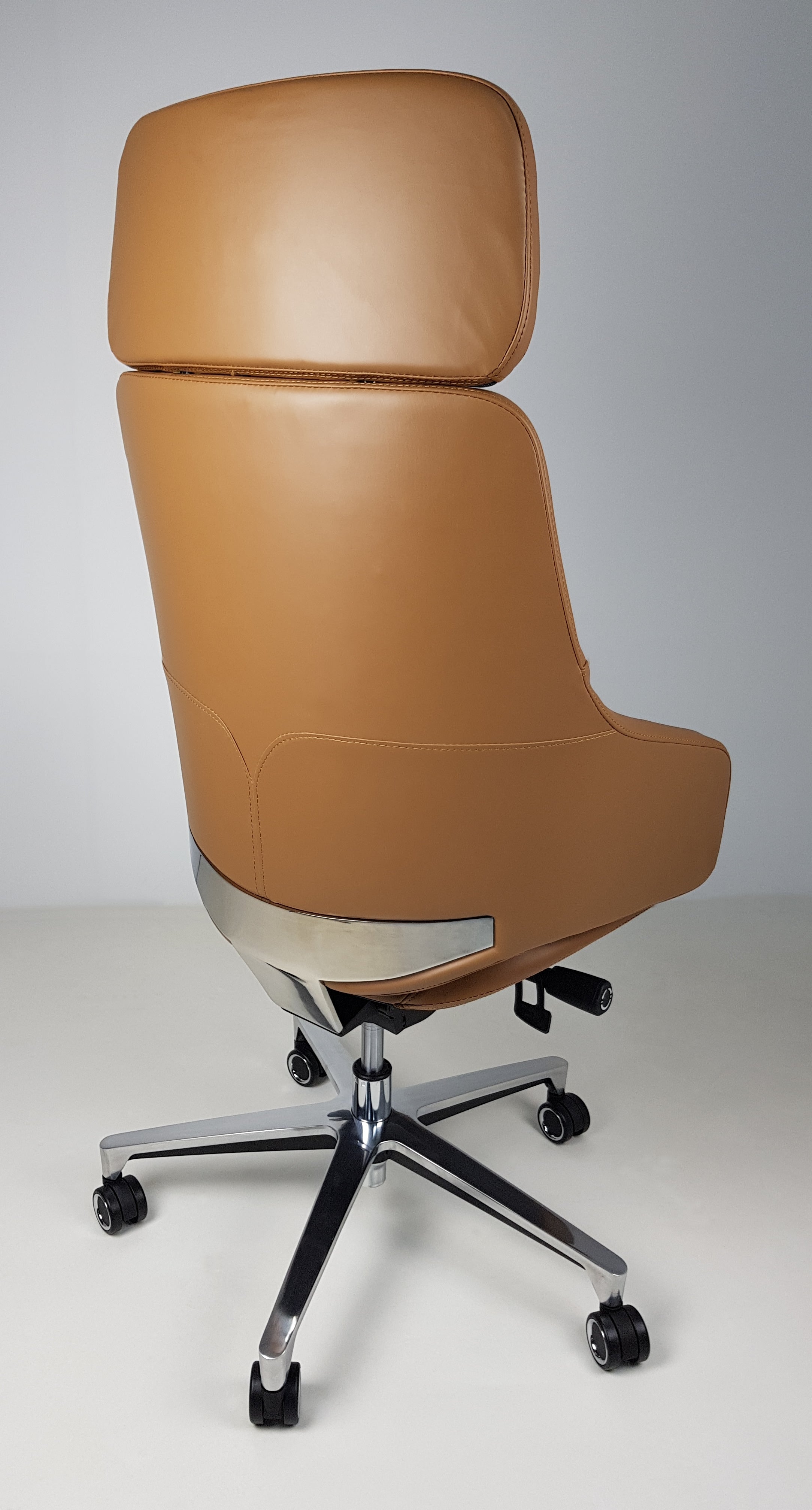 High Back Tan Leather Executive Office Chair with Seat Slide - CHA-1823A